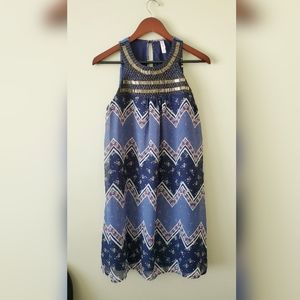 Embellished Neckline Sleeveless Dress